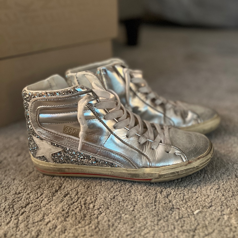 Silver Golden Goose Slide Sneakers size 36.